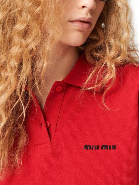 miu miu polo|Red Cotton Piqué Polo Shirt .